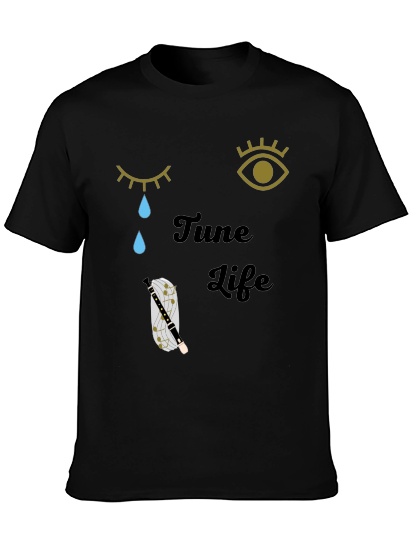 Tune Life Graphic Tee - Unisex Casual Black T-Shirt
