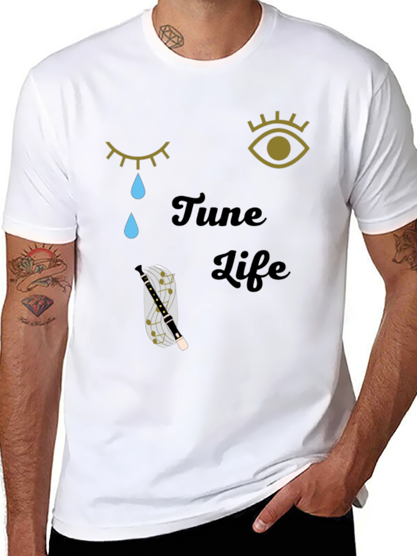 Tune Life Graphic Tee - Unisex Casual Black T-Shirt