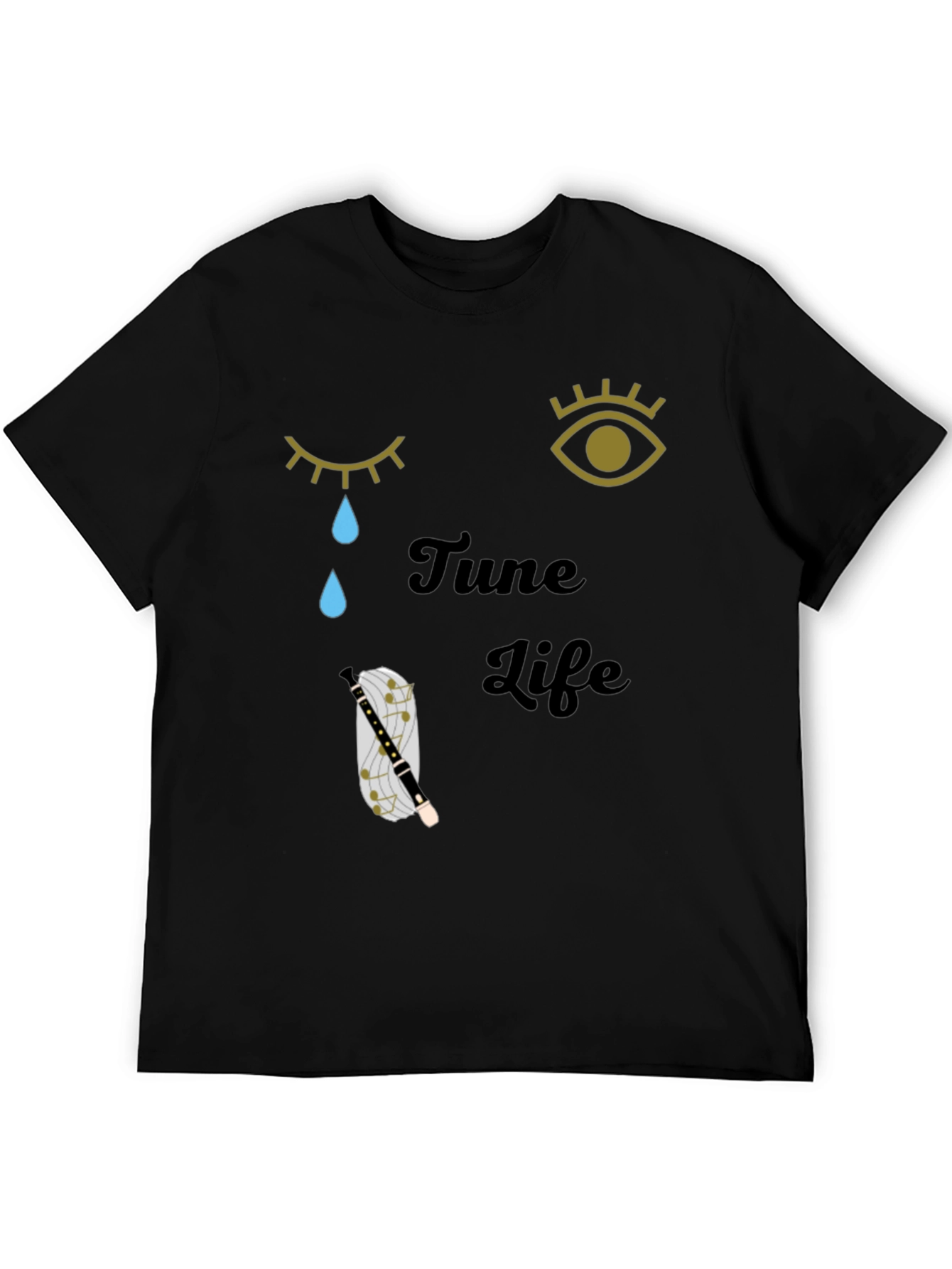 Tune Life Graphic Tee - Unisex Casual Black T-Shirt