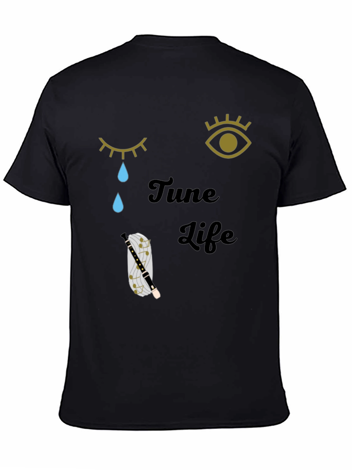 Tune Life Graphic Tee - Unisex Casual Black T-Shirt