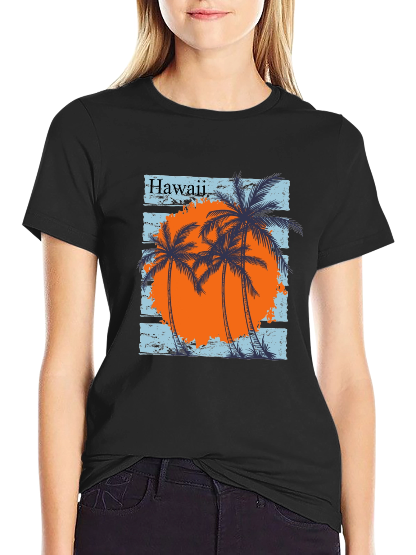 Hawaii Palms Graphic Tee - Black