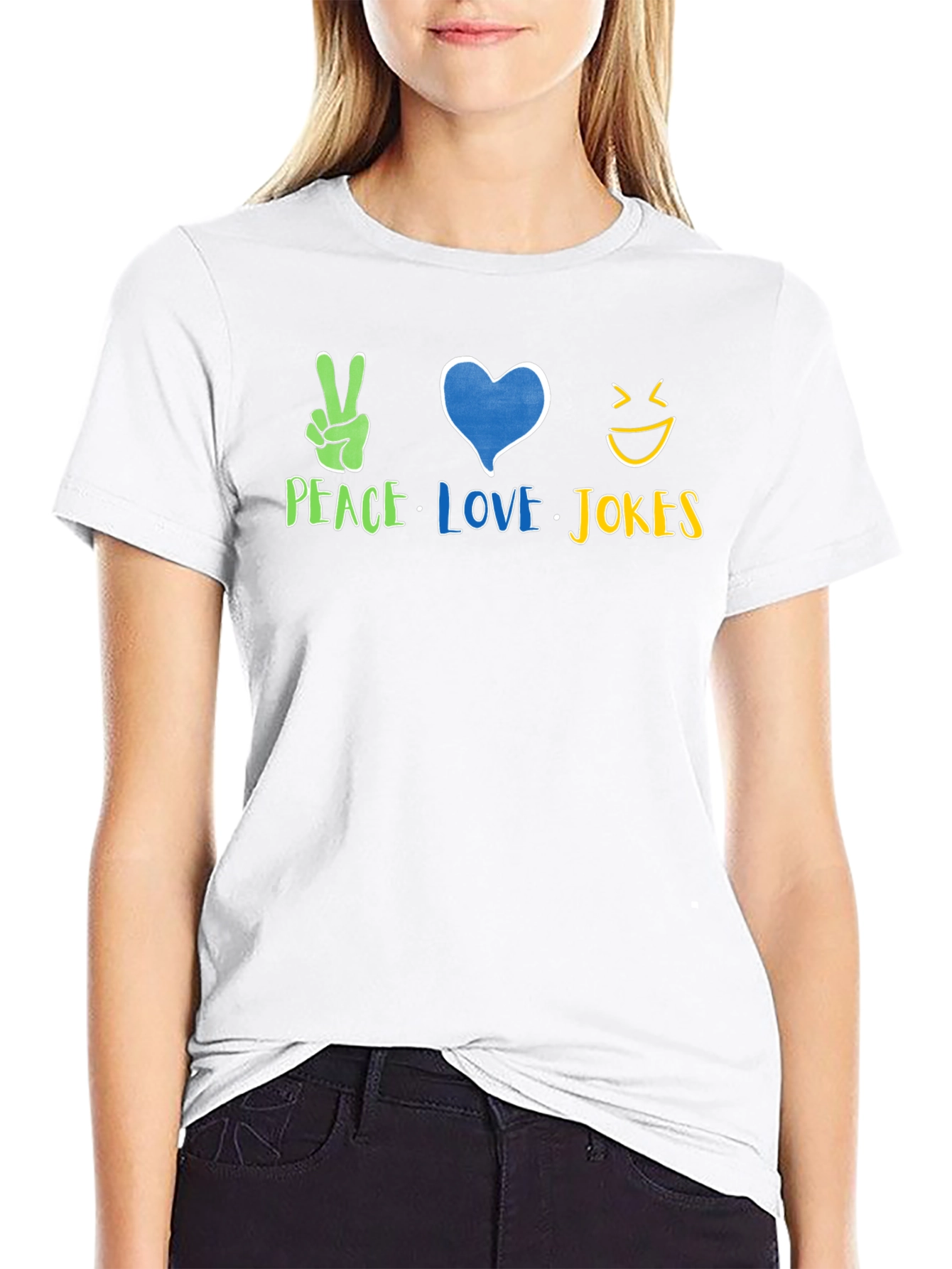 Peace Love Jokes Graphic T-Shirt
