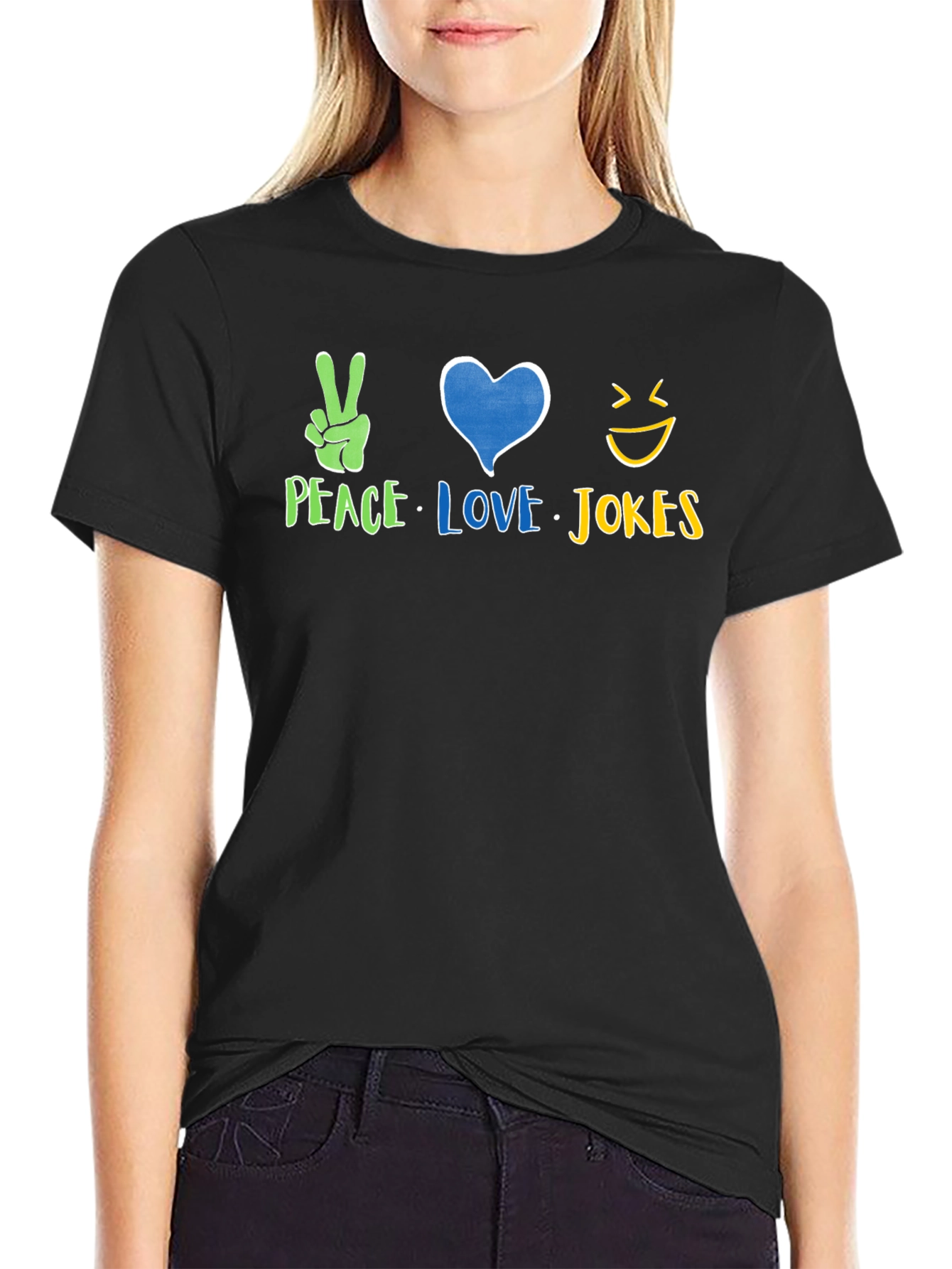 Peace Love Jokes Graphic T-Shirt