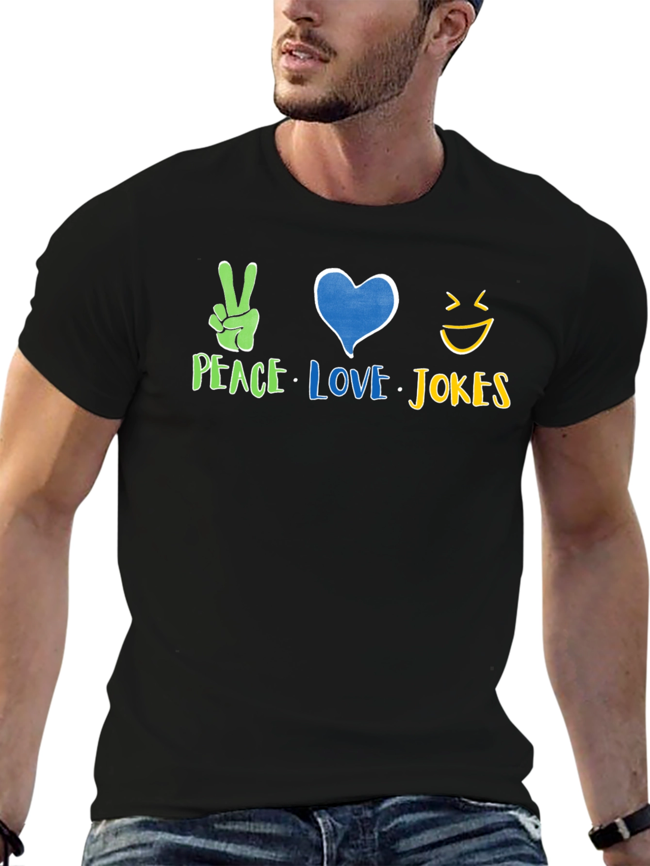 Peace Love Jokes Graphic T-Shirt