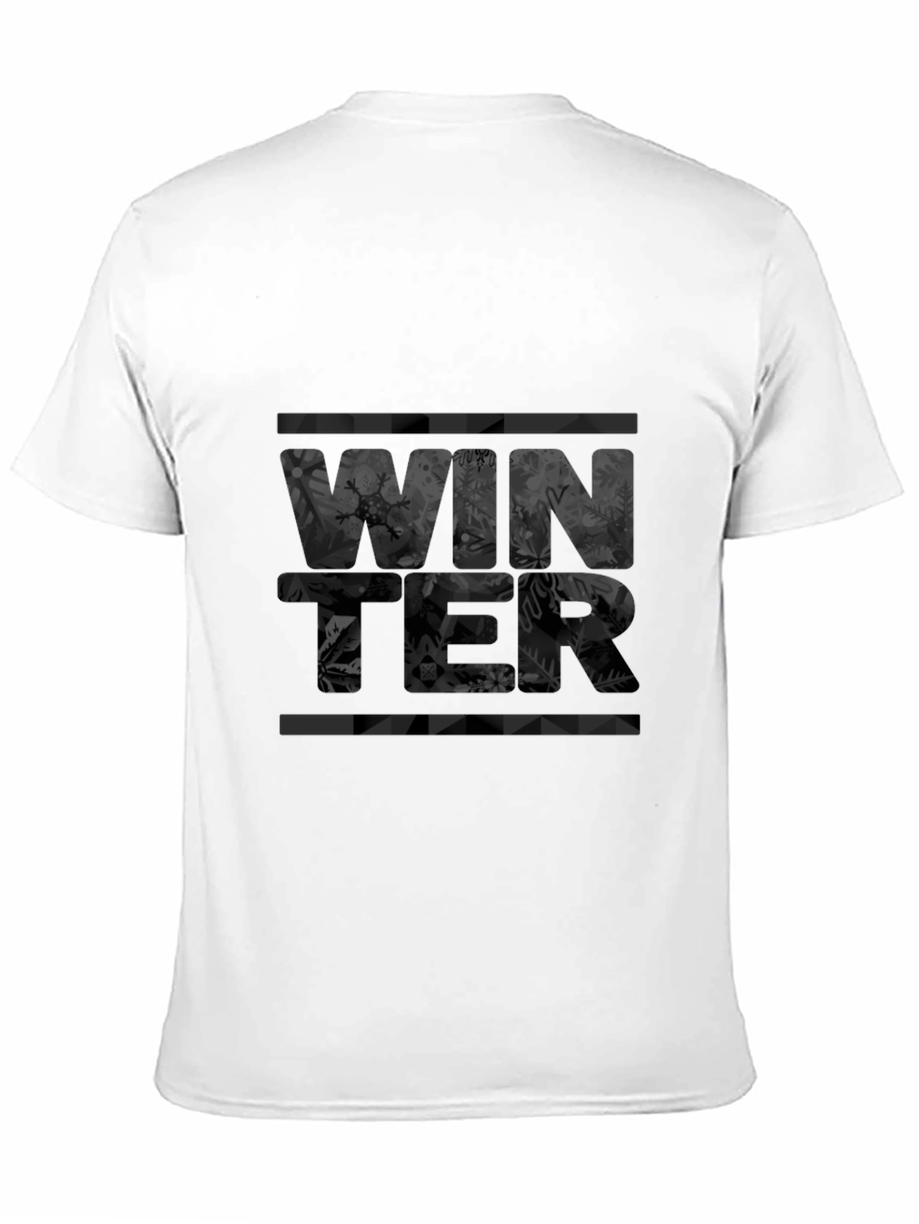 Winter Snowflake Print Black Graphic Tee Shirt