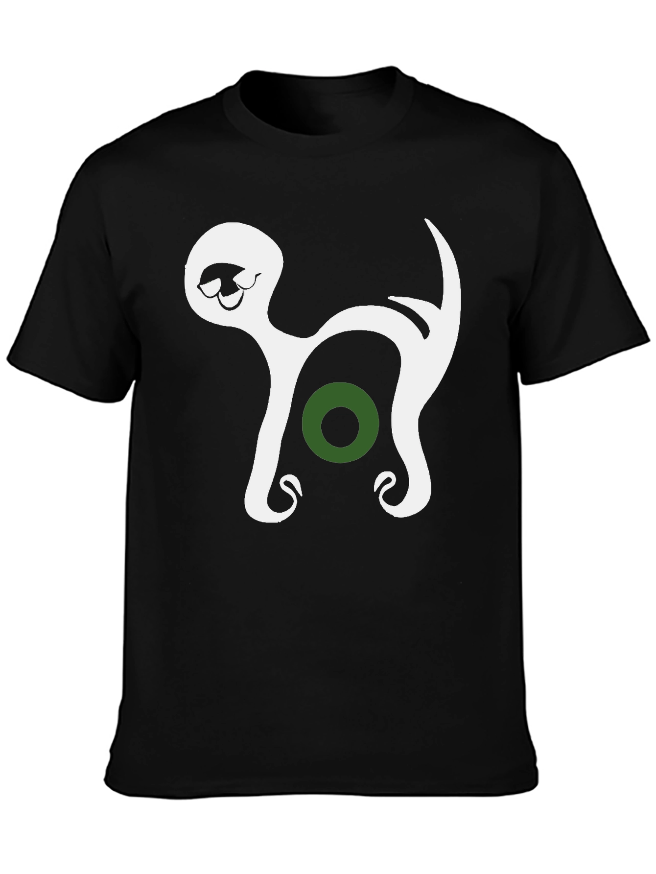 Abstract Cat Graphic Tee - Black Cotton Blend T-Shirt