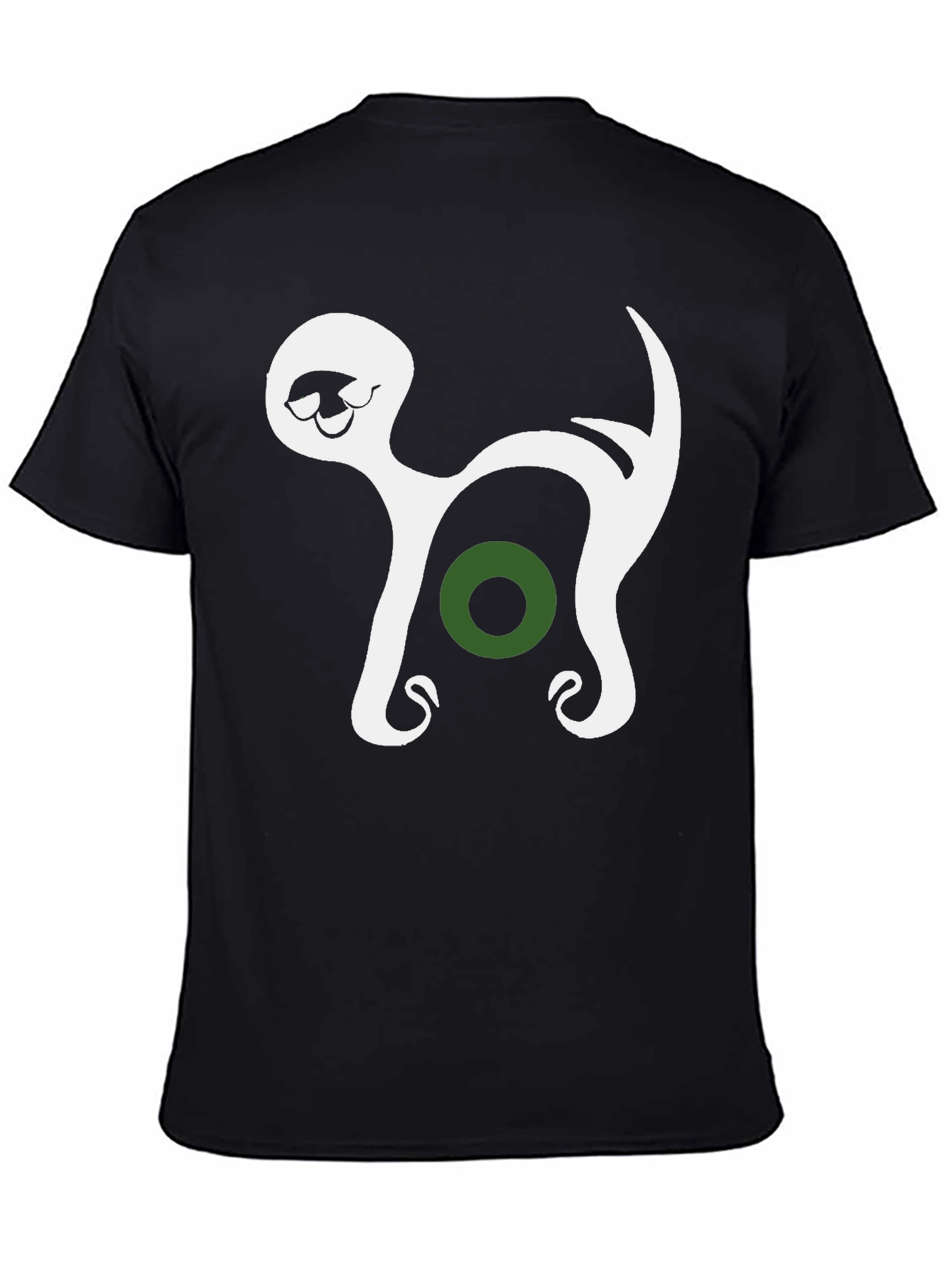 Abstract Cat Graphic Tee - Black Cotton Blend T-Shirt