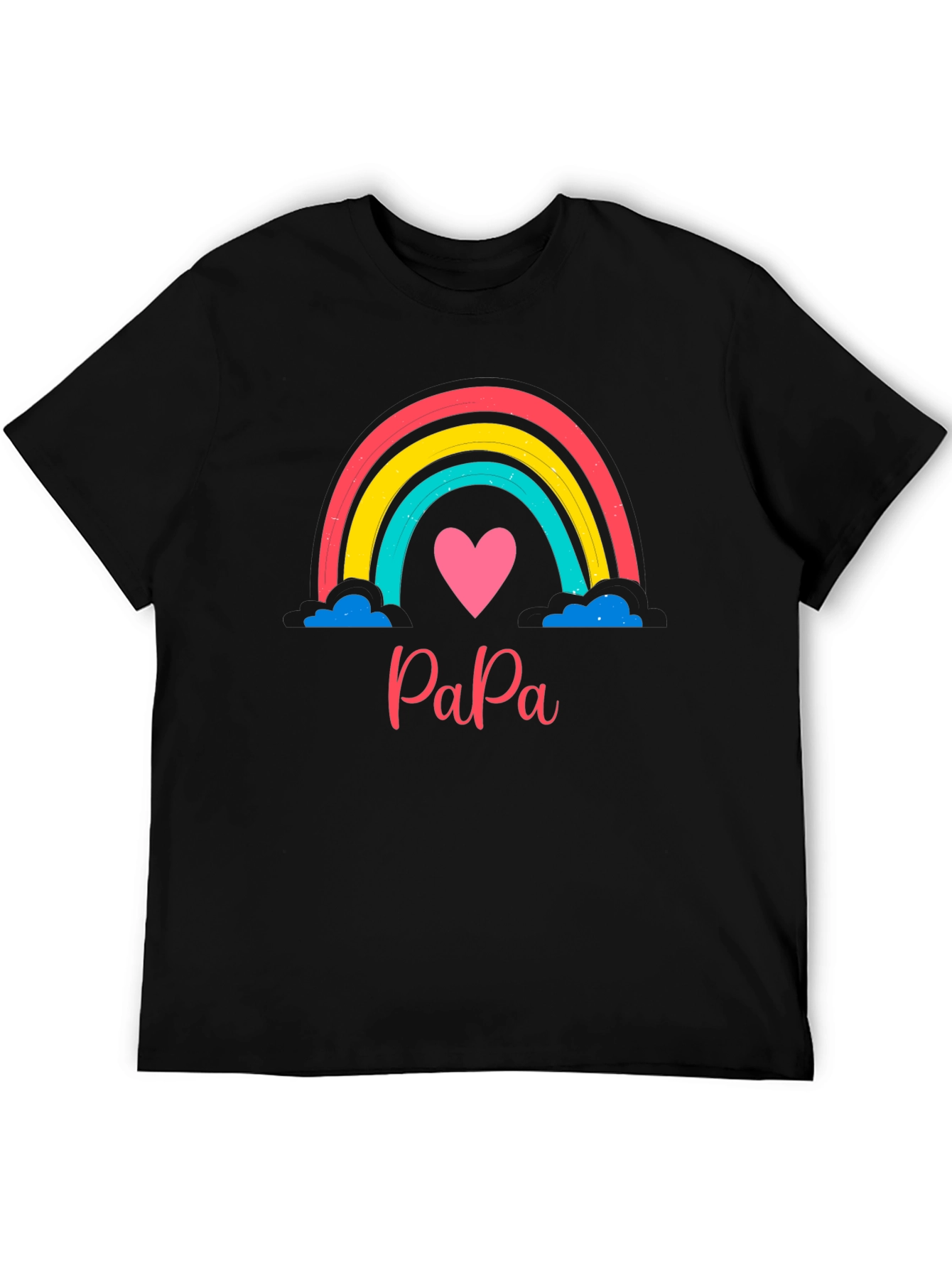 Papa Rainbow Heart Tee - Fathers Day Gift