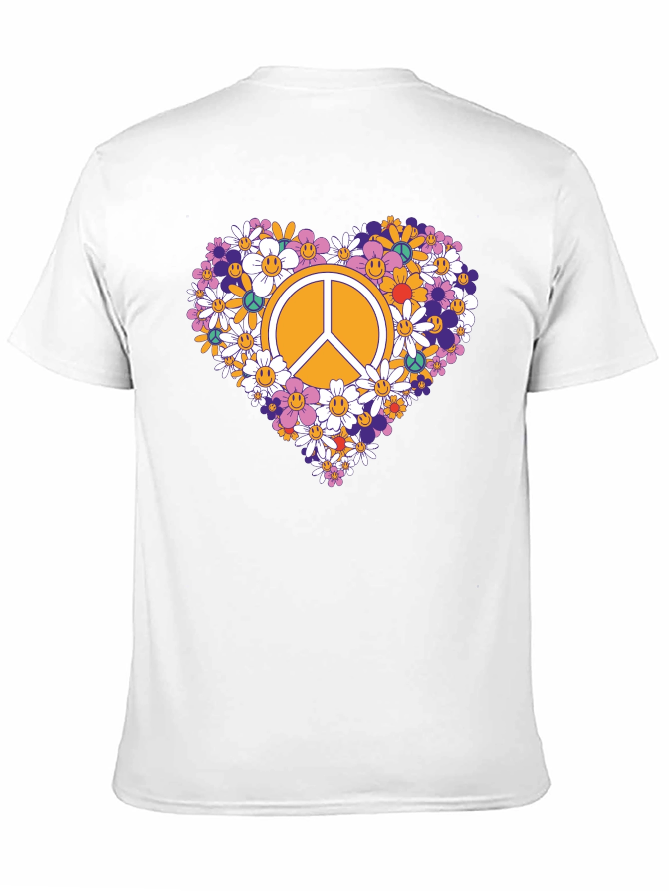 Floral Peace Sign Graphic Tee - Black