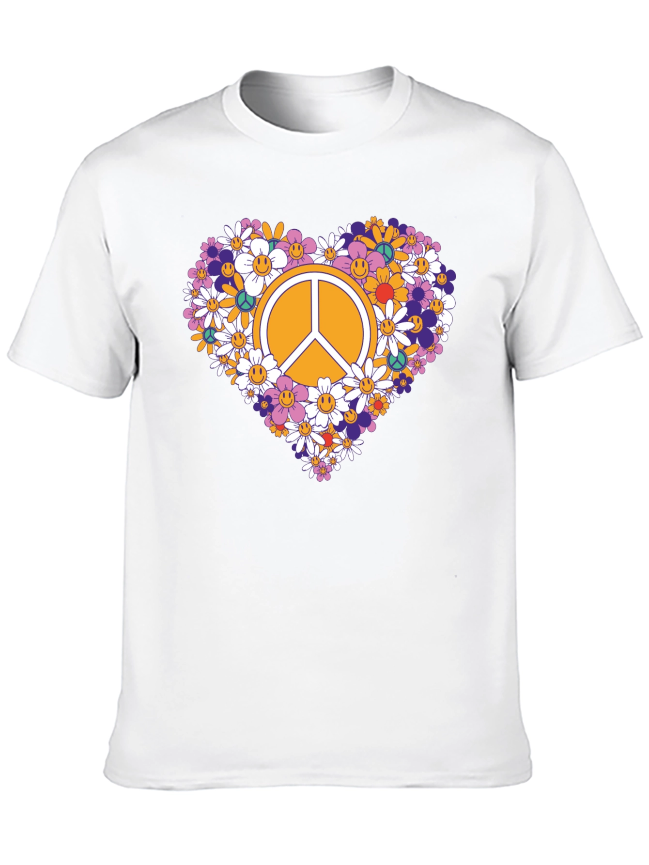 Floral Peace Sign Graphic Tee - Black