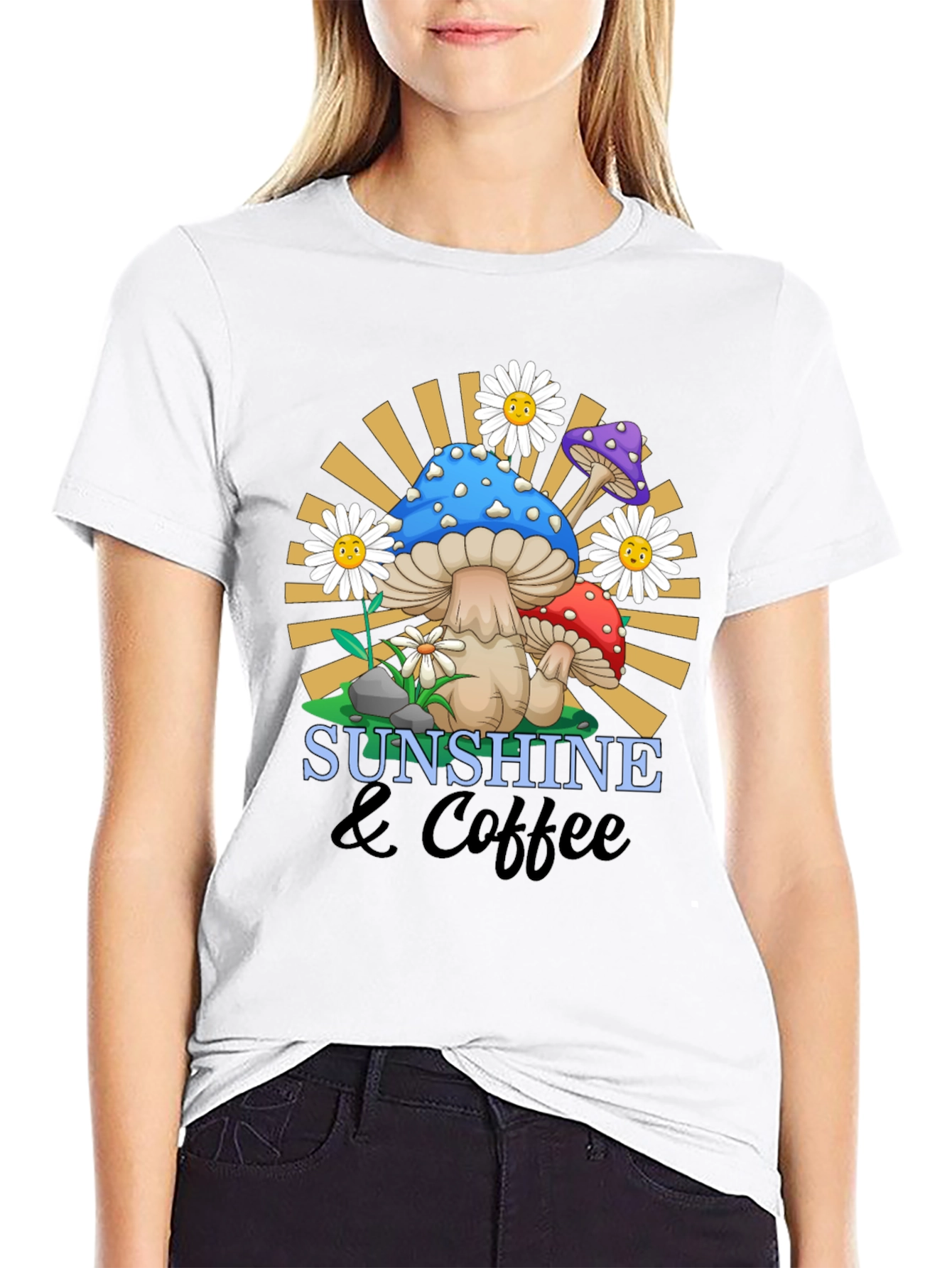 Sunshine & Coffee Mushroom Graphic Tee