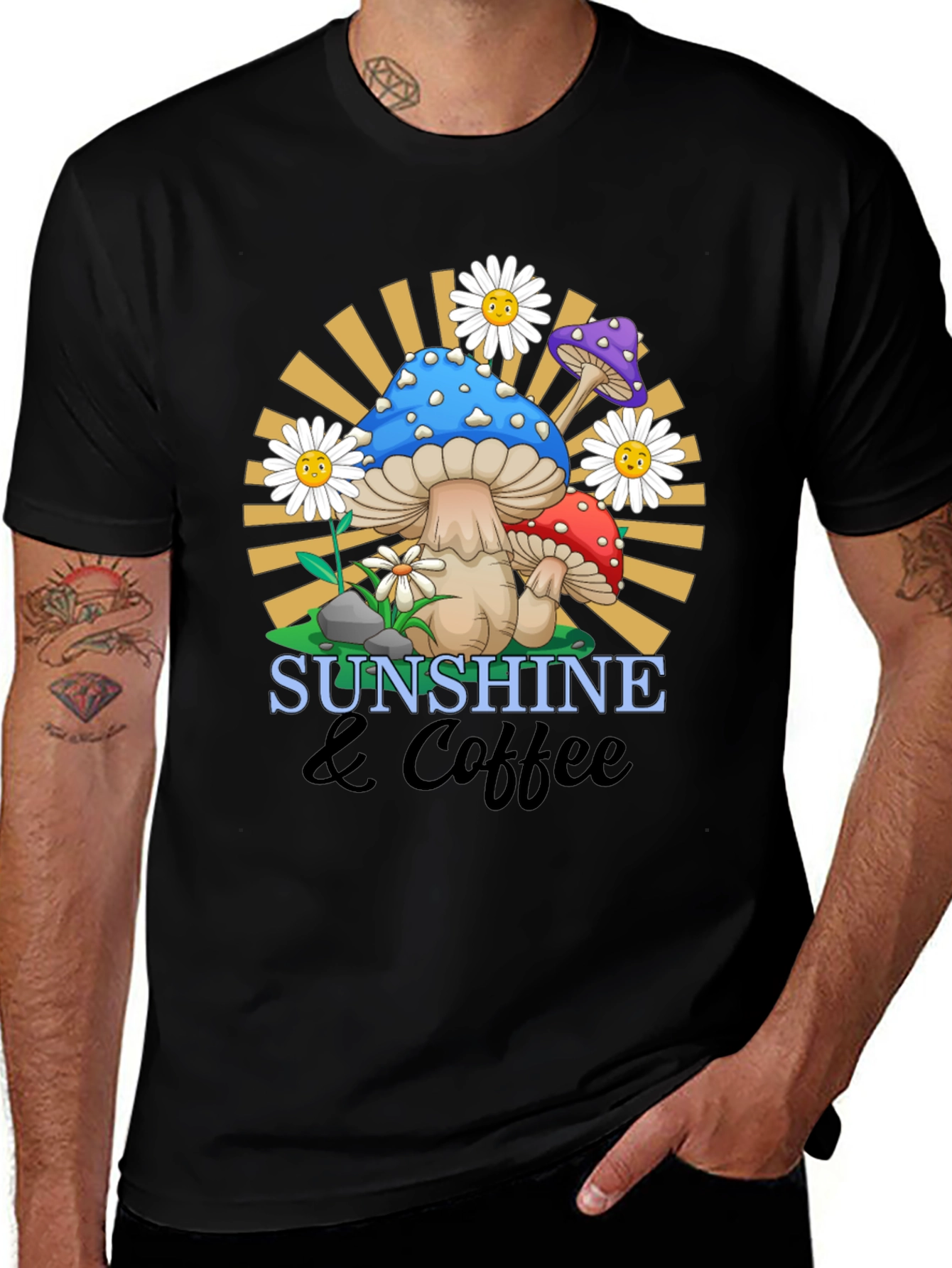 Sunshine & Coffee Mushroom Graphic Tee