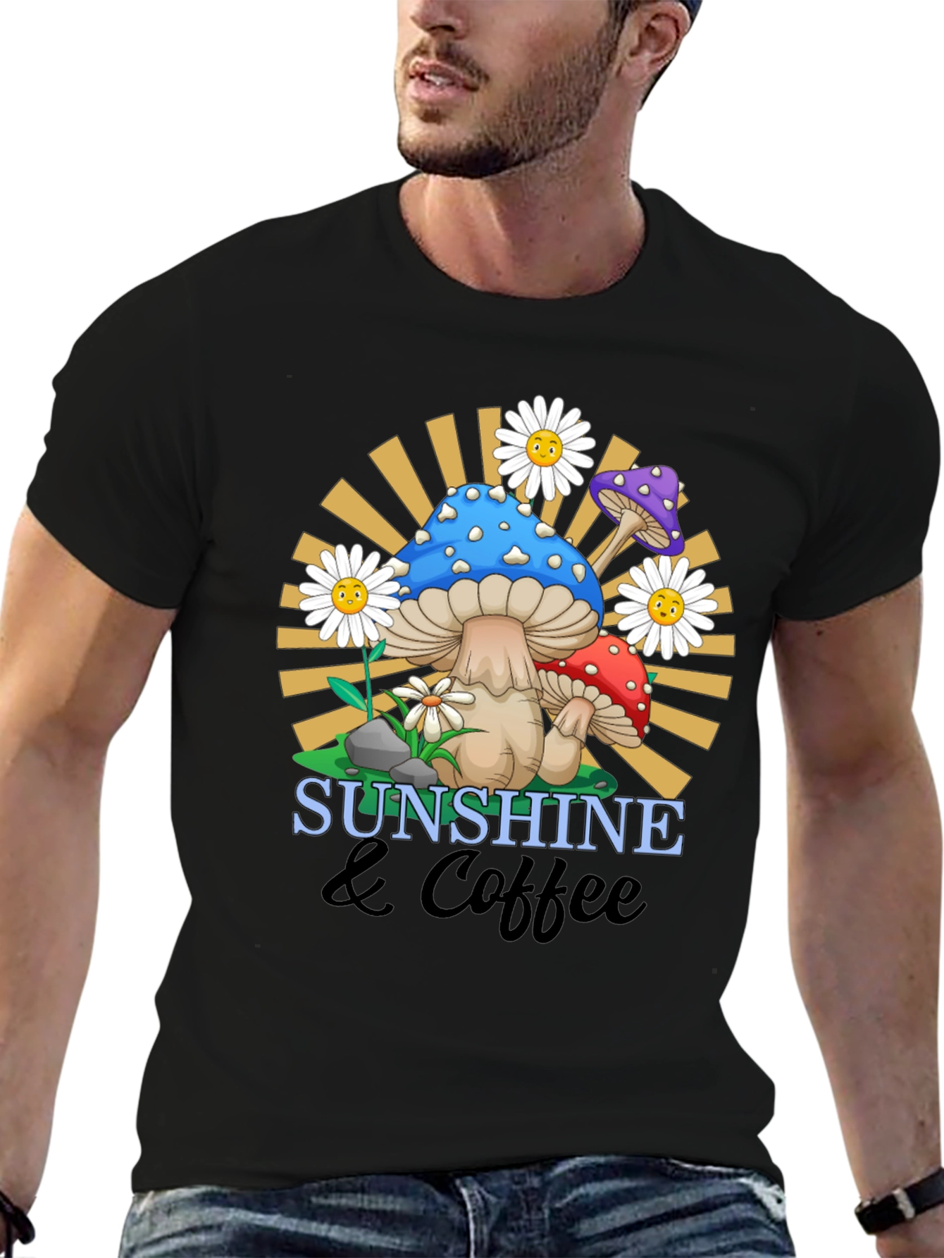Sunshine & Coffee Mushroom Graphic Tee