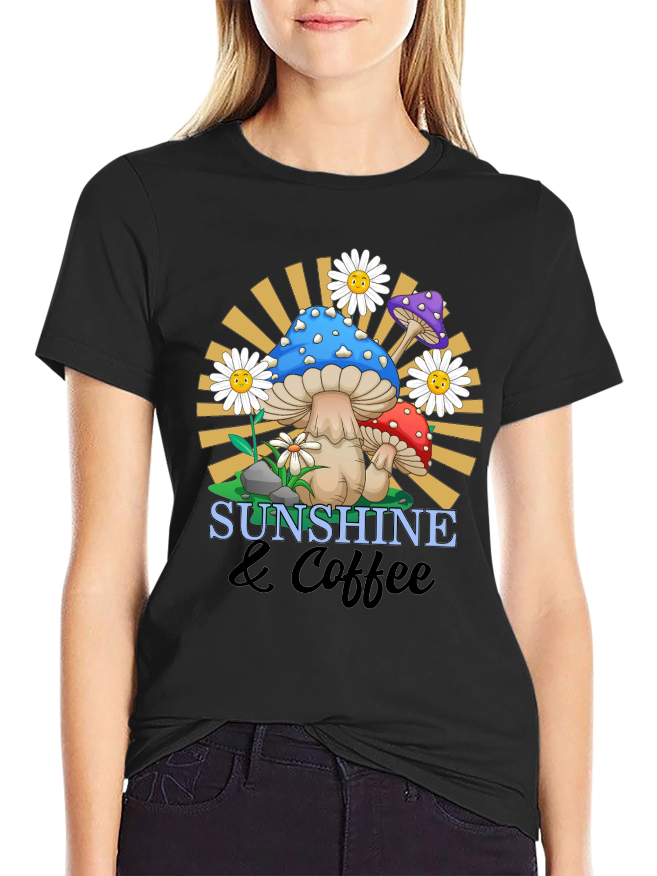 Sunshine & Coffee Mushroom Graphic Tee