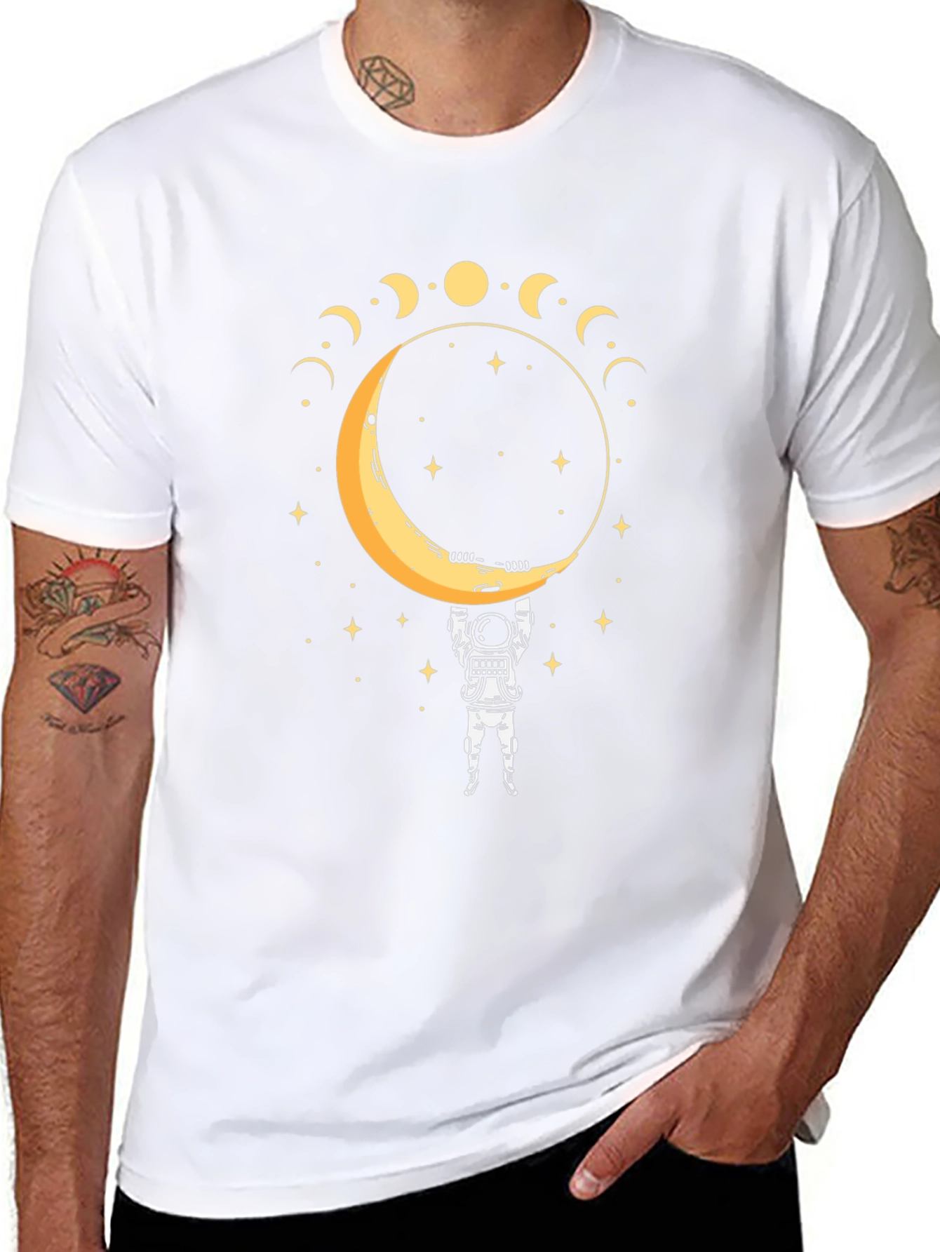 Astronaut Moon Phase Graphic T-Shirt