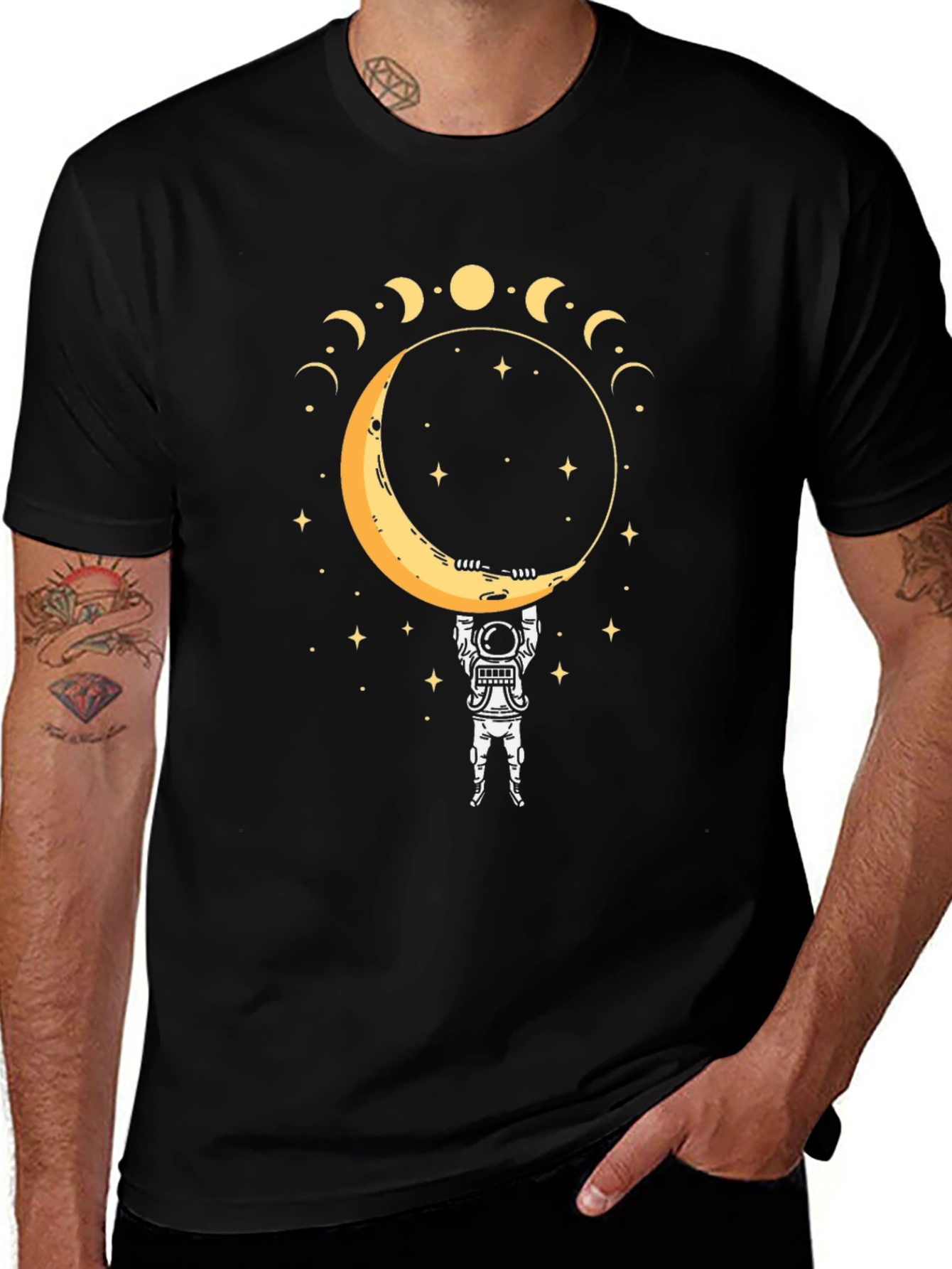 Astronaut Moon Phase Graphic T-Shirt