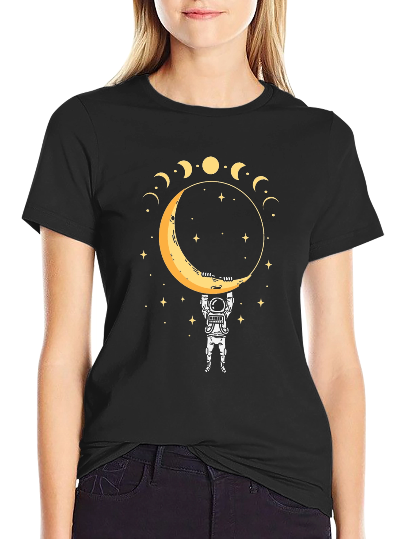 Astronaut Moon Phase Graphic T-Shirt