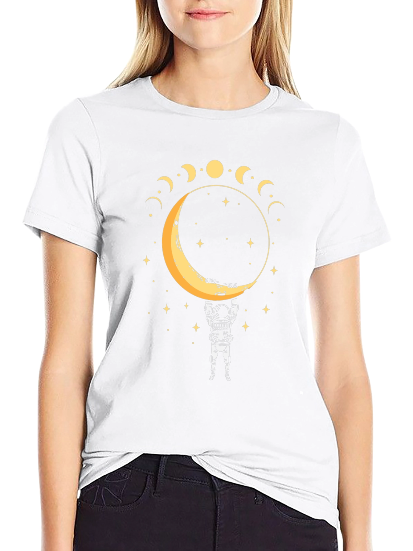 Astronaut Moon Phase Graphic T-Shirt
