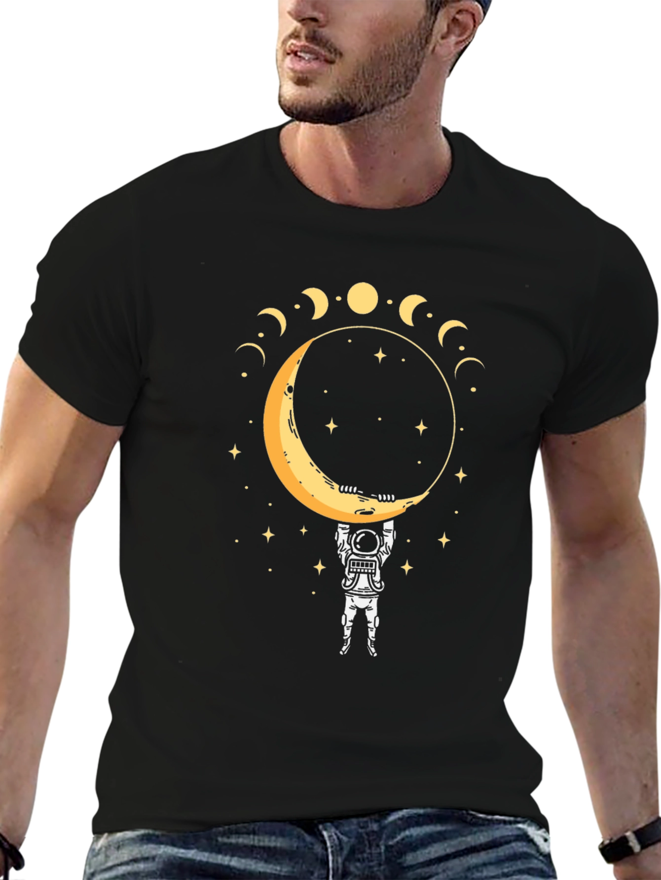 Astronaut Moon Phase Graphic T-Shirt