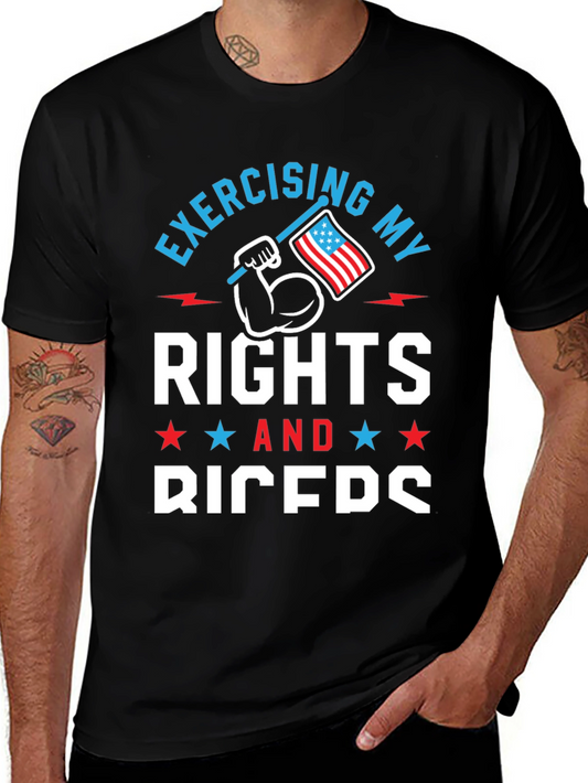 Exercising My Rights and Biceps T-Shirt Patriotic USA Flag