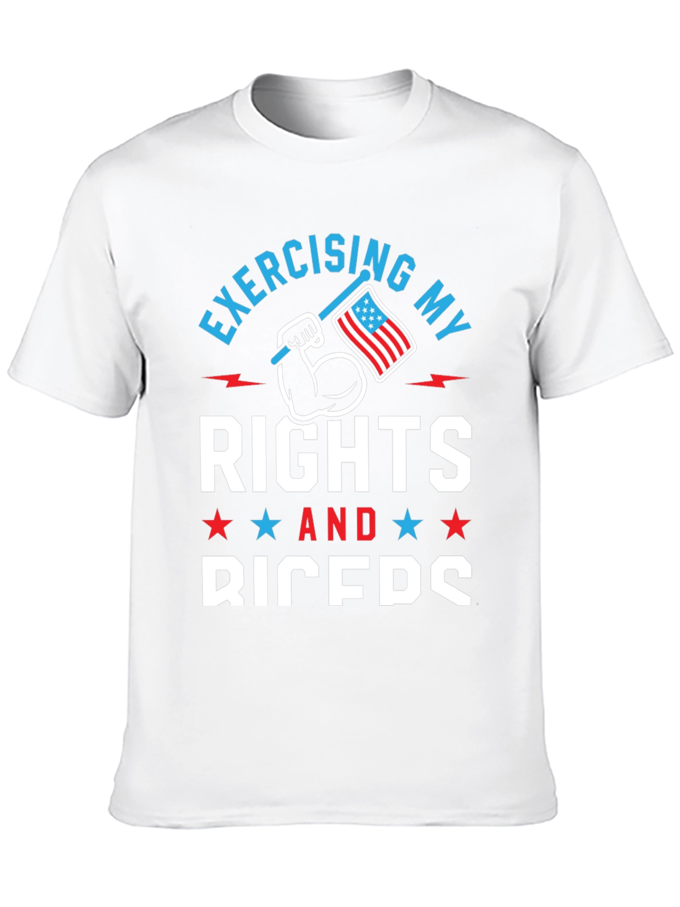 Exercising My Rights and Biceps T-Shirt Patriotic USA Flag
