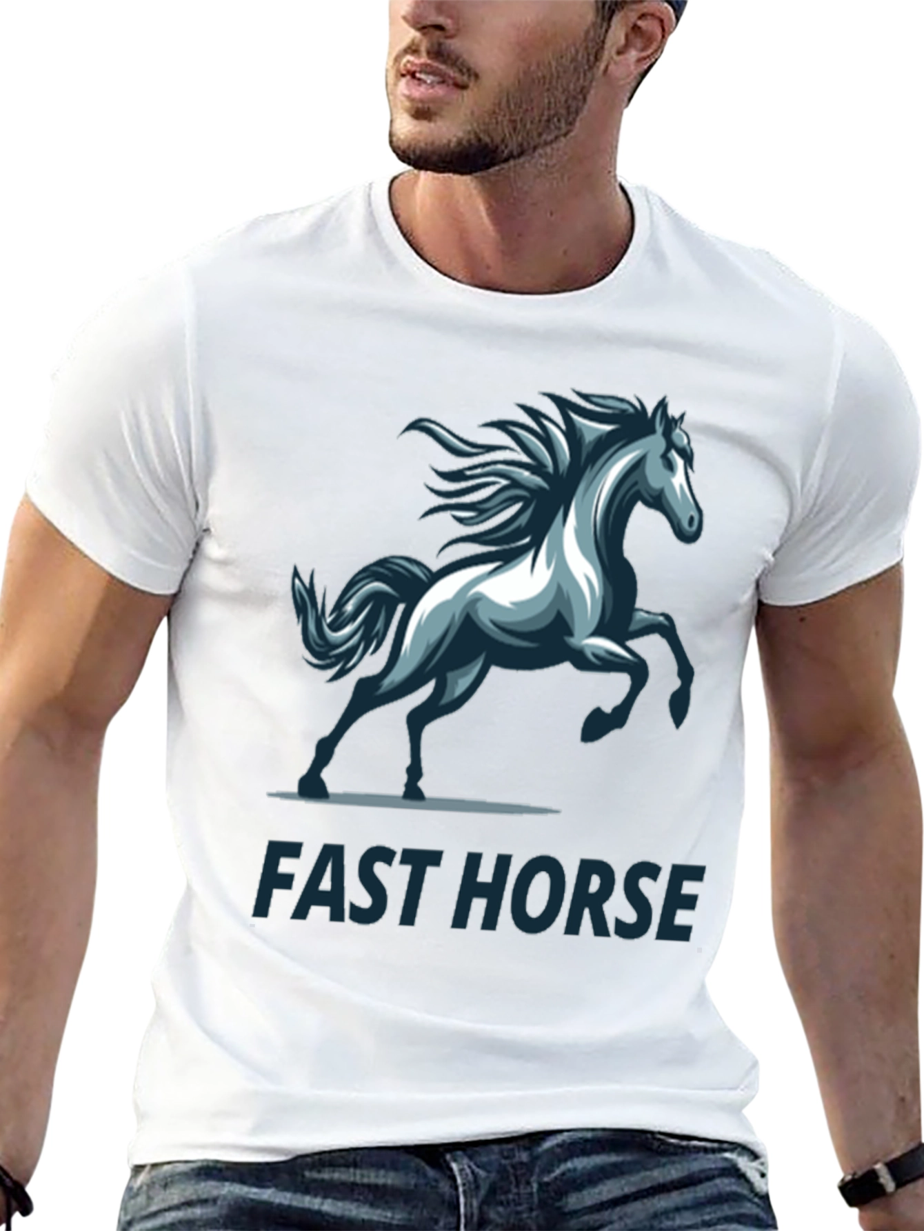 Fast Horse Graphic T-Shirt - Stylish Mens Tee