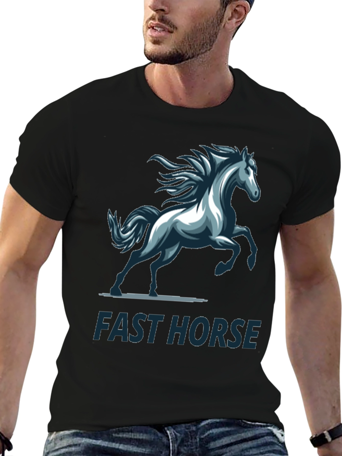 Fast Horse Graphic T-Shirt - Stylish Mens Tee