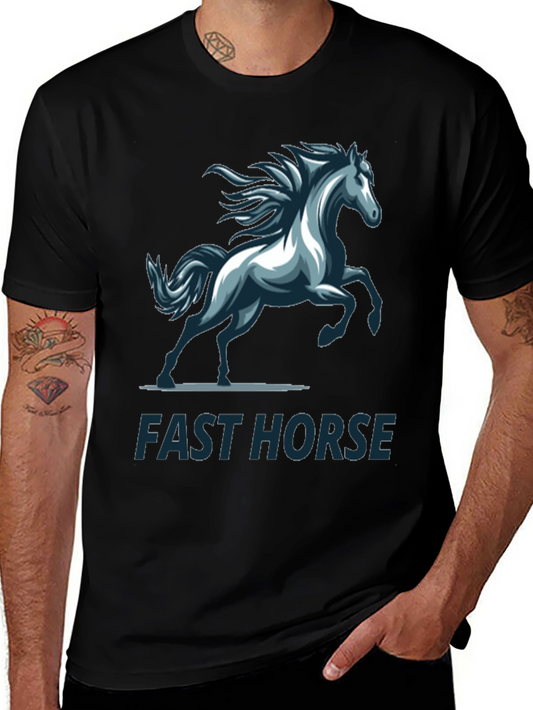 Fast Horse Graphic T-Shirt - Stylish Mens Tee