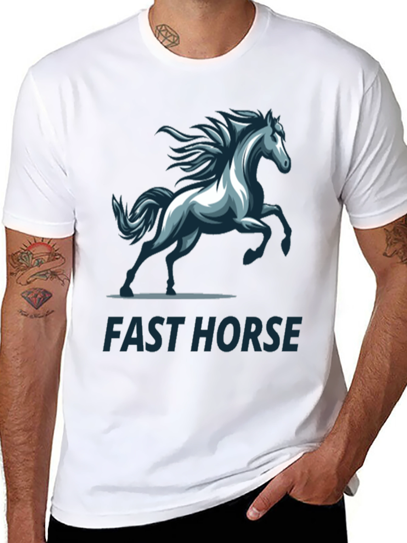 Fast Horse Graphic T-Shirt - Stylish Mens Tee