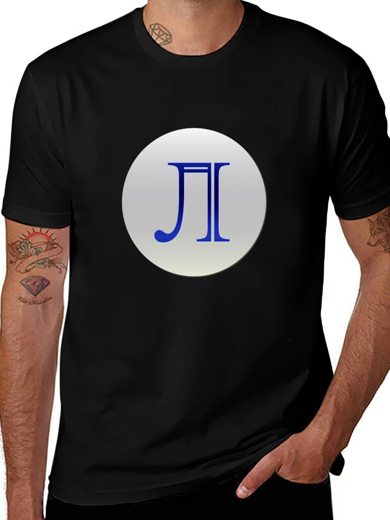 Geometric Symbol Graphic Tee - Stylish Black Cotton Blend