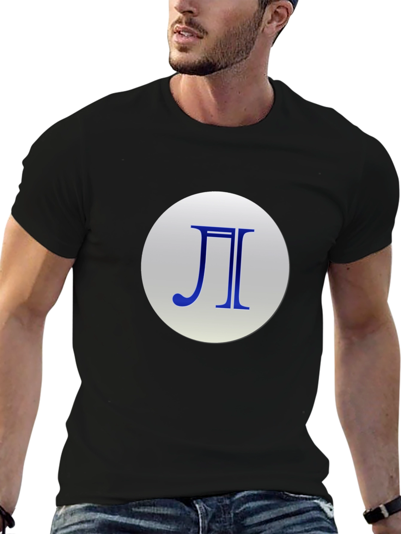 Geometric Symbol Graphic Tee - Stylish Black Cotton Blend