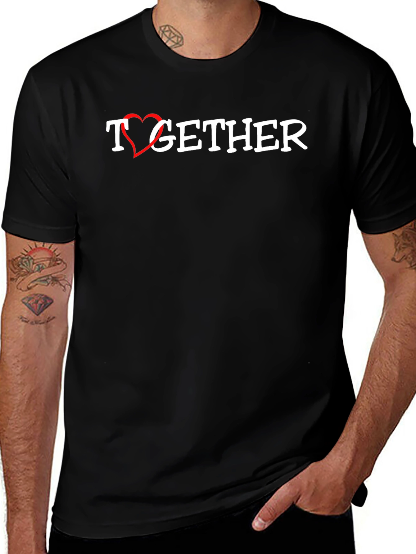 Together Heart Graphic Black T-Shirt