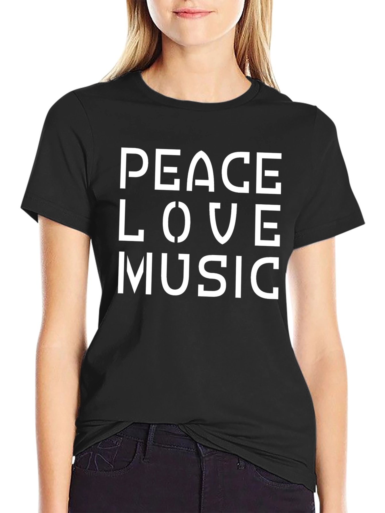 Peace Love Music Black Graphic Tee