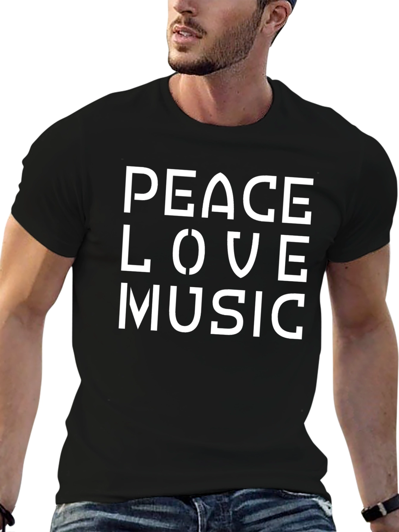 Peace Love Music Black Graphic Tee