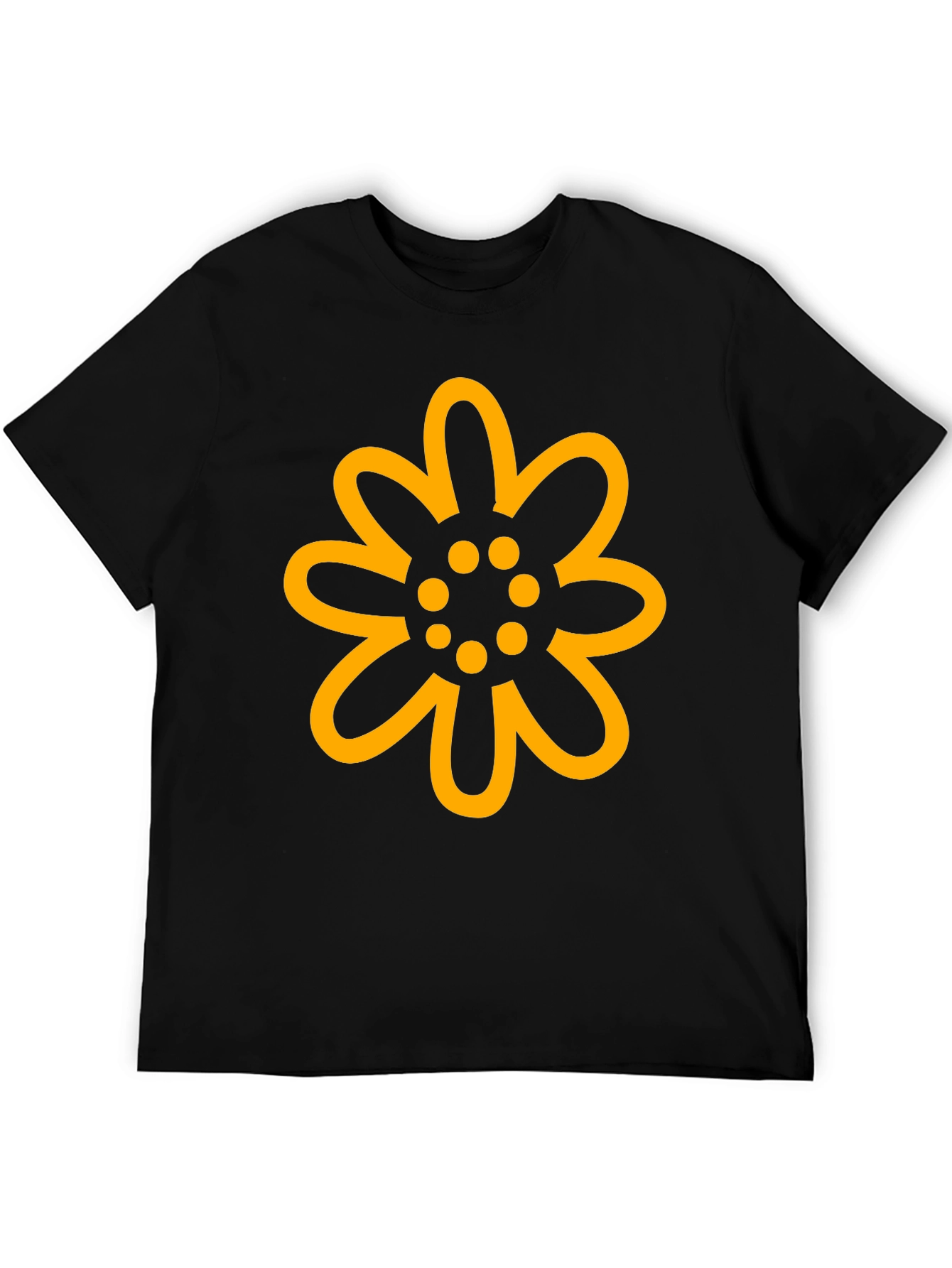 Black T-Shirt with Gold Floral Design