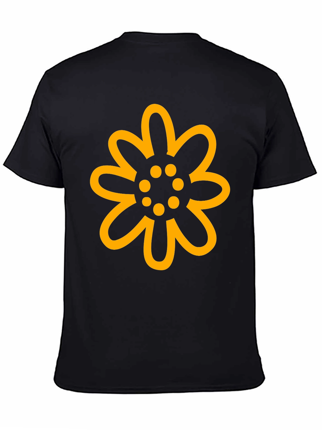 Black T-Shirt with Gold Floral Design