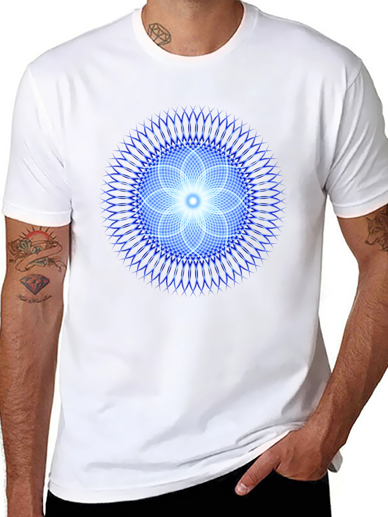 Geometric Flower T-Shirt - Black