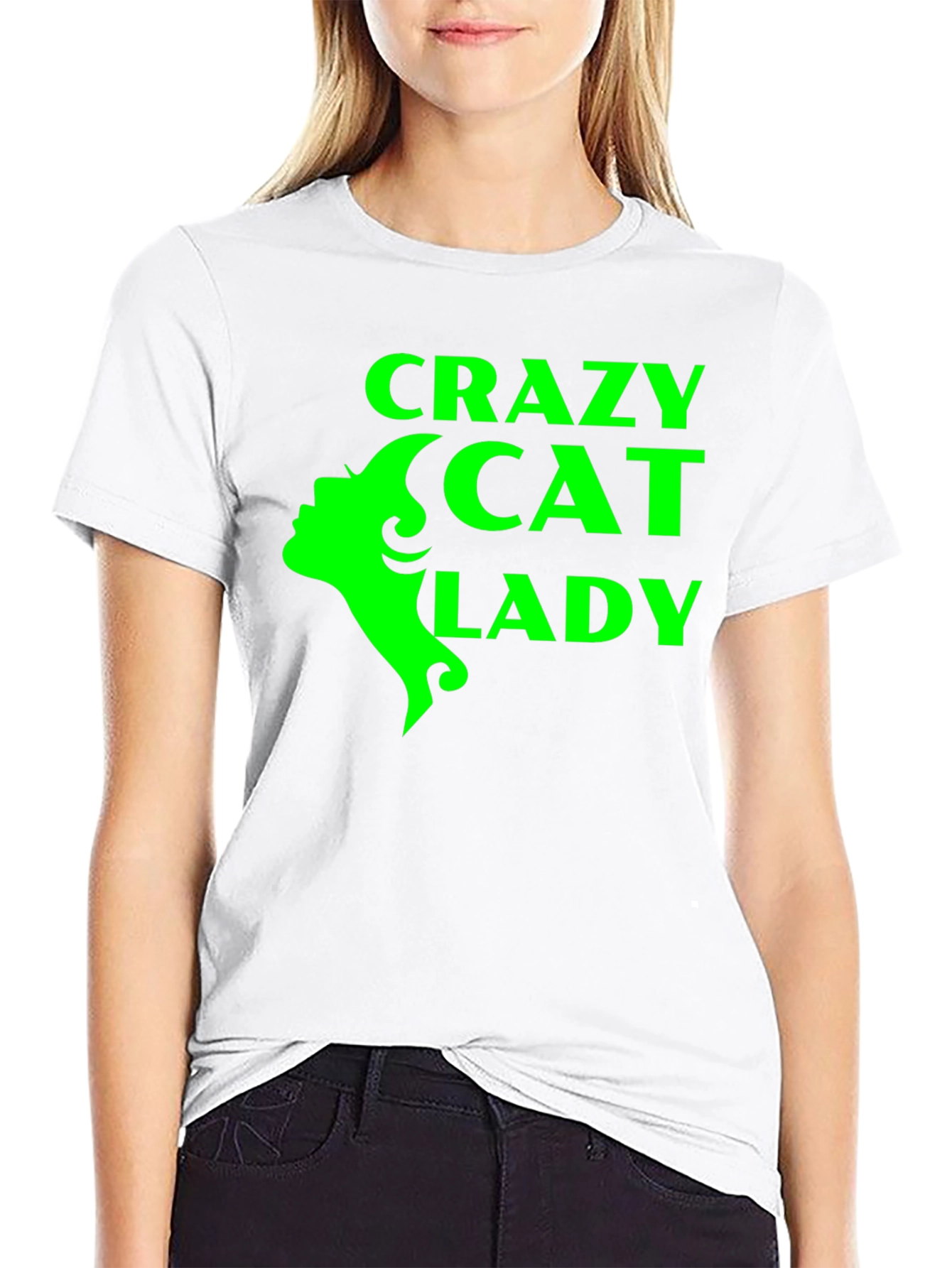 Crazy Cat Lady T-Shirt - Black with Green Graphic
