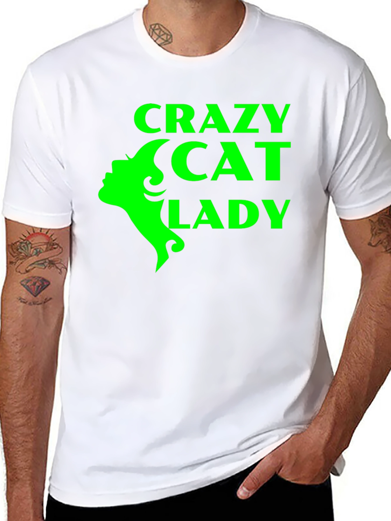 Crazy Cat Lady T-Shirt - Black with Green Graphic