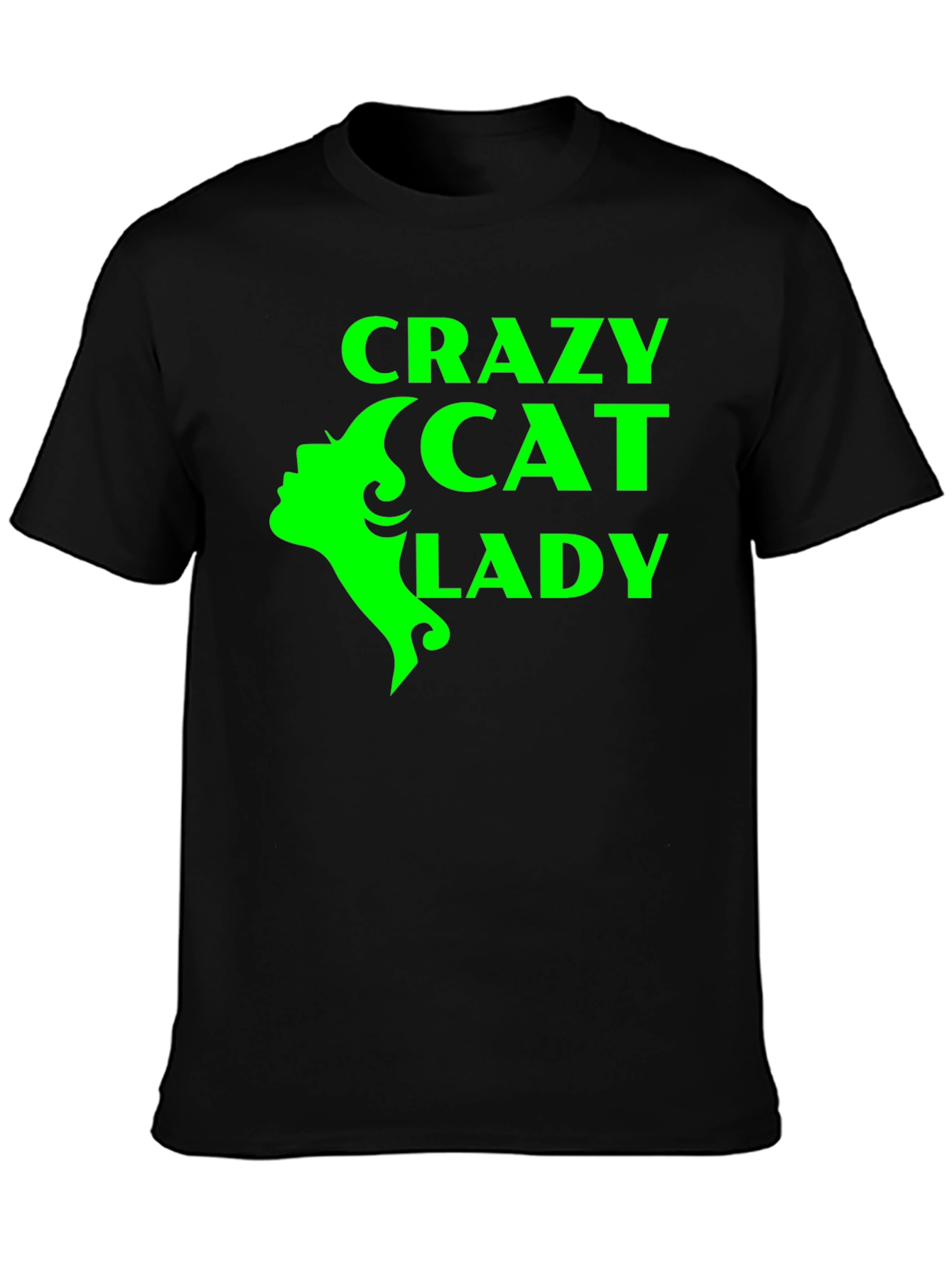Crazy Cat Lady T-Shirt - Black with Green Graphic
