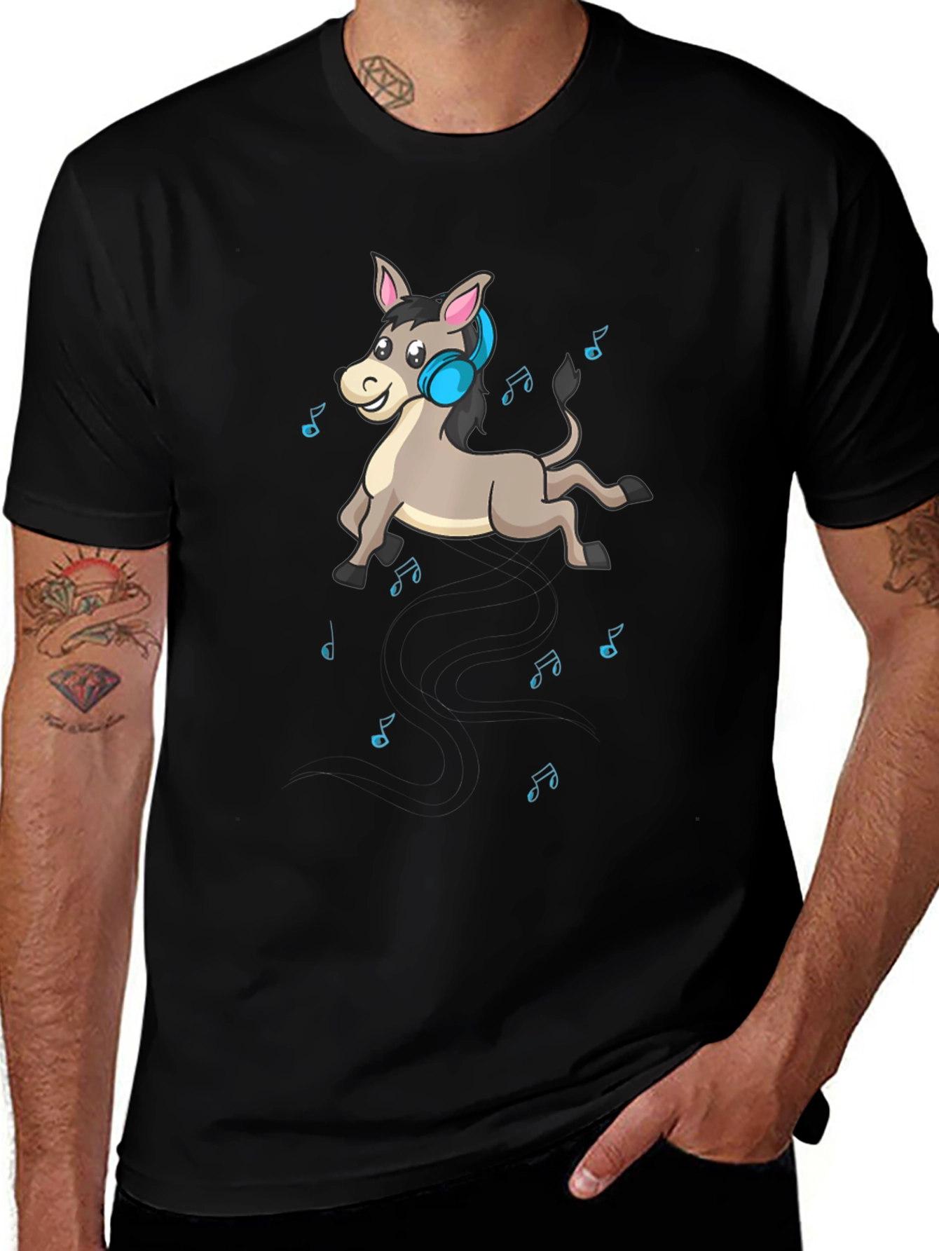 Musical Donkey T-Shirt - Black Graphic Tee