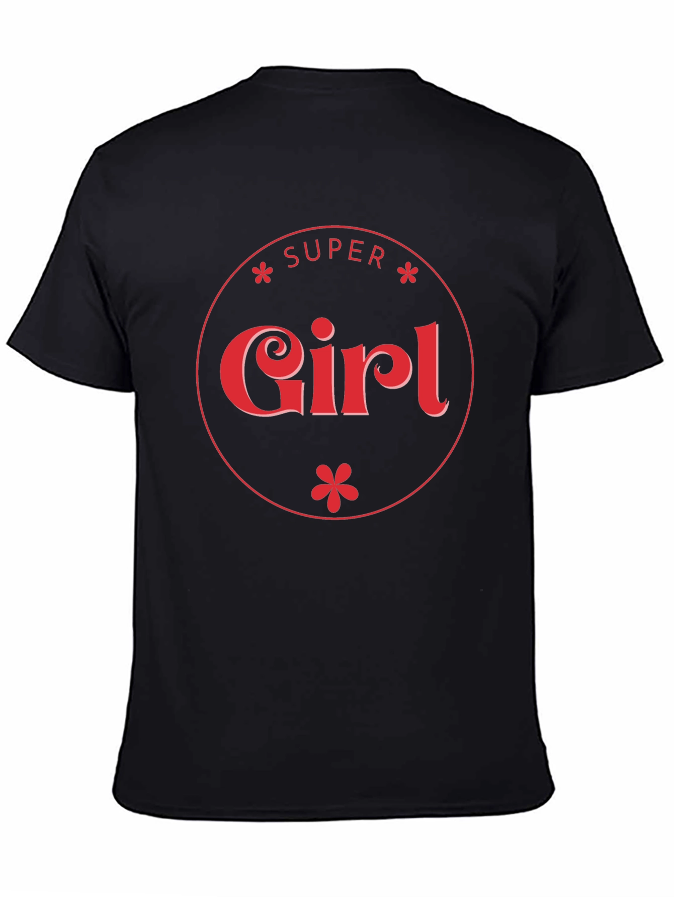 Super Girl Graphic Print Black T-Shirt