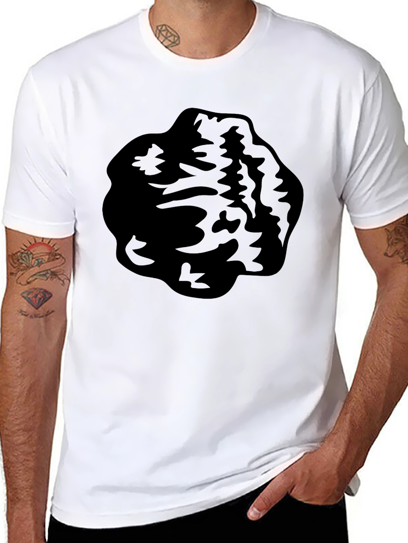 Black Graphic Tee - Abstract Blob Design