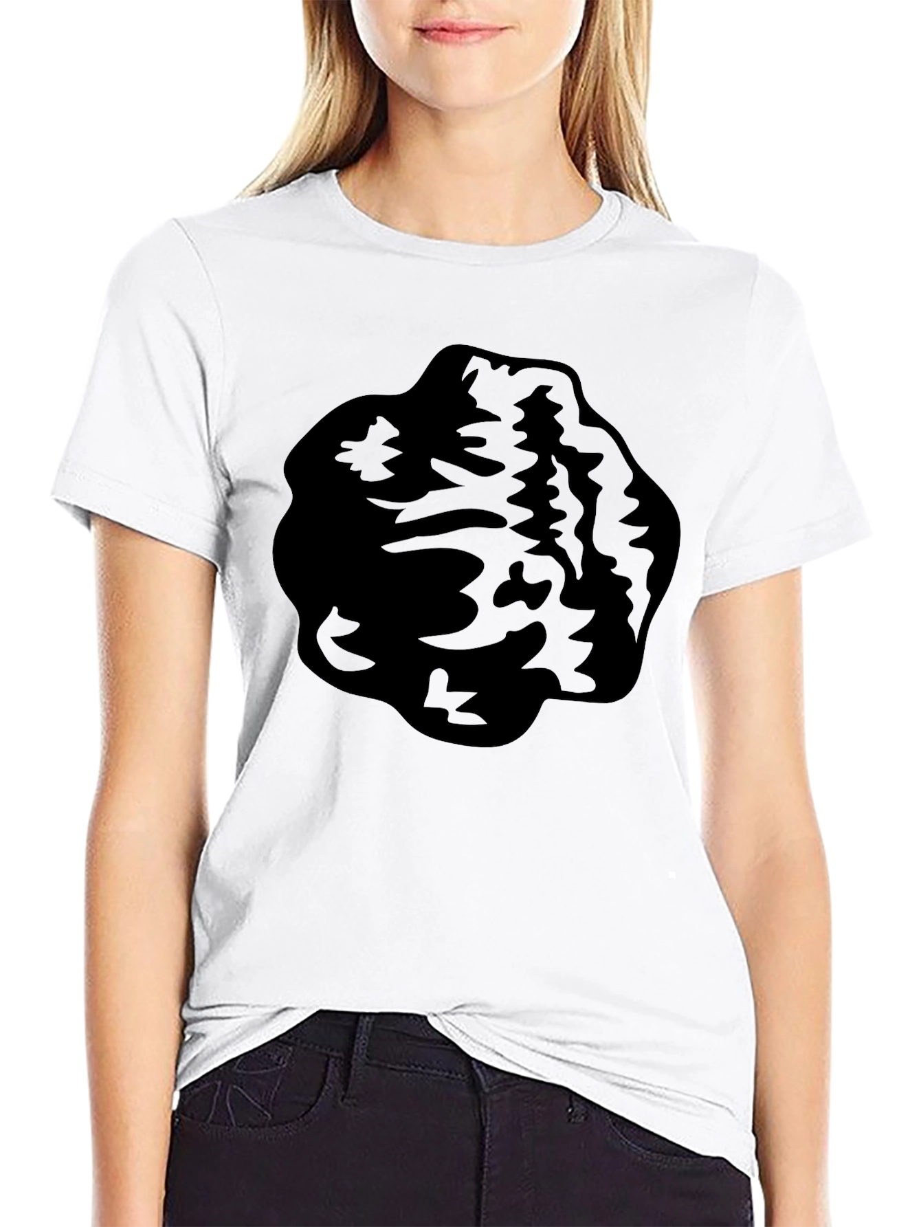Black Graphic Tee - Abstract Blob Design