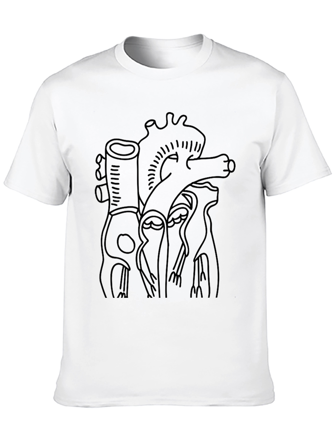 Anatomical Heart Line Art Black T-Shirt