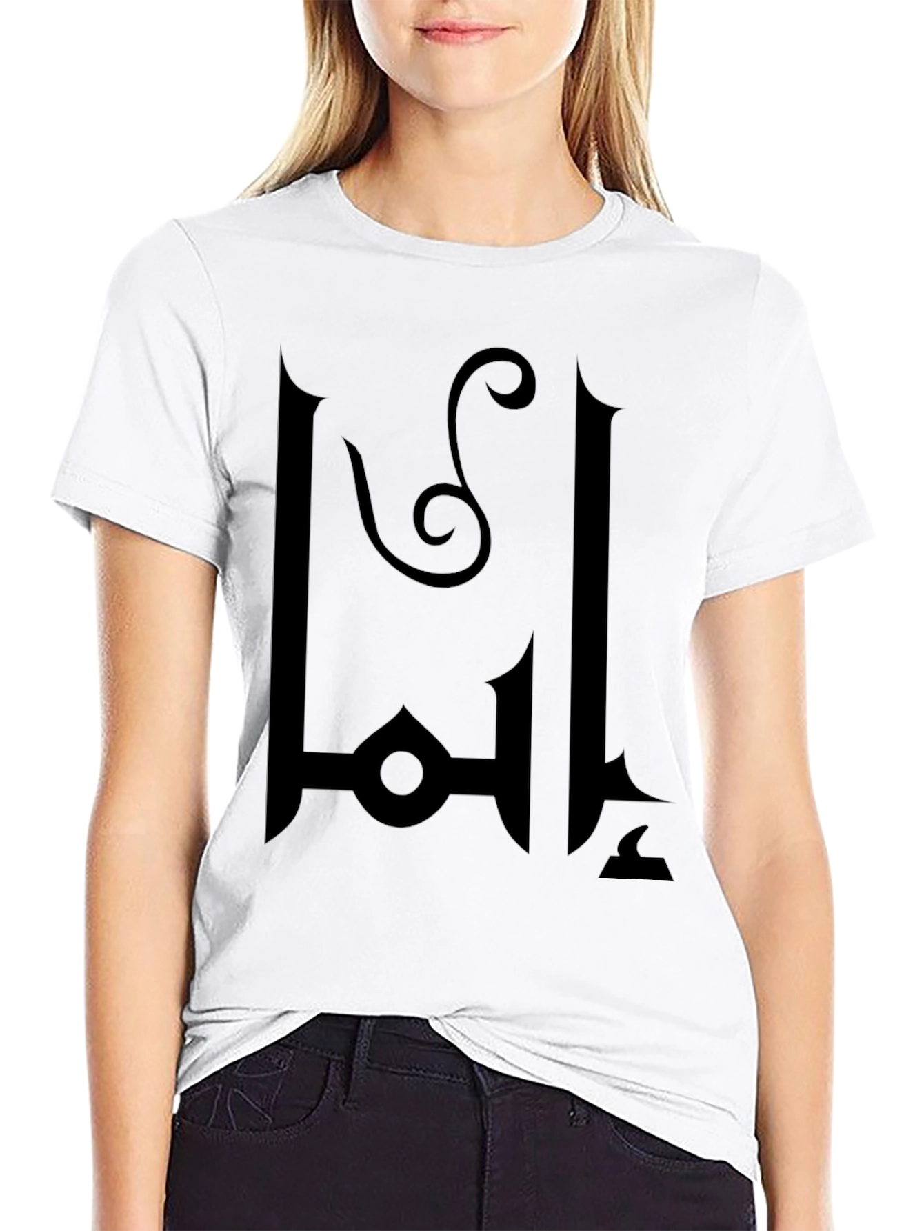 Black T-Shirt with Abstract Emblem