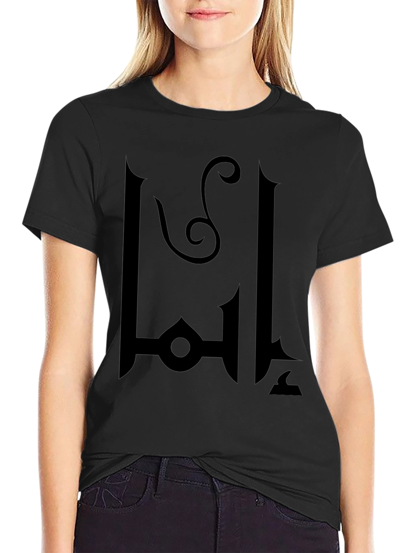 Black T-Shirt with Abstract Emblem