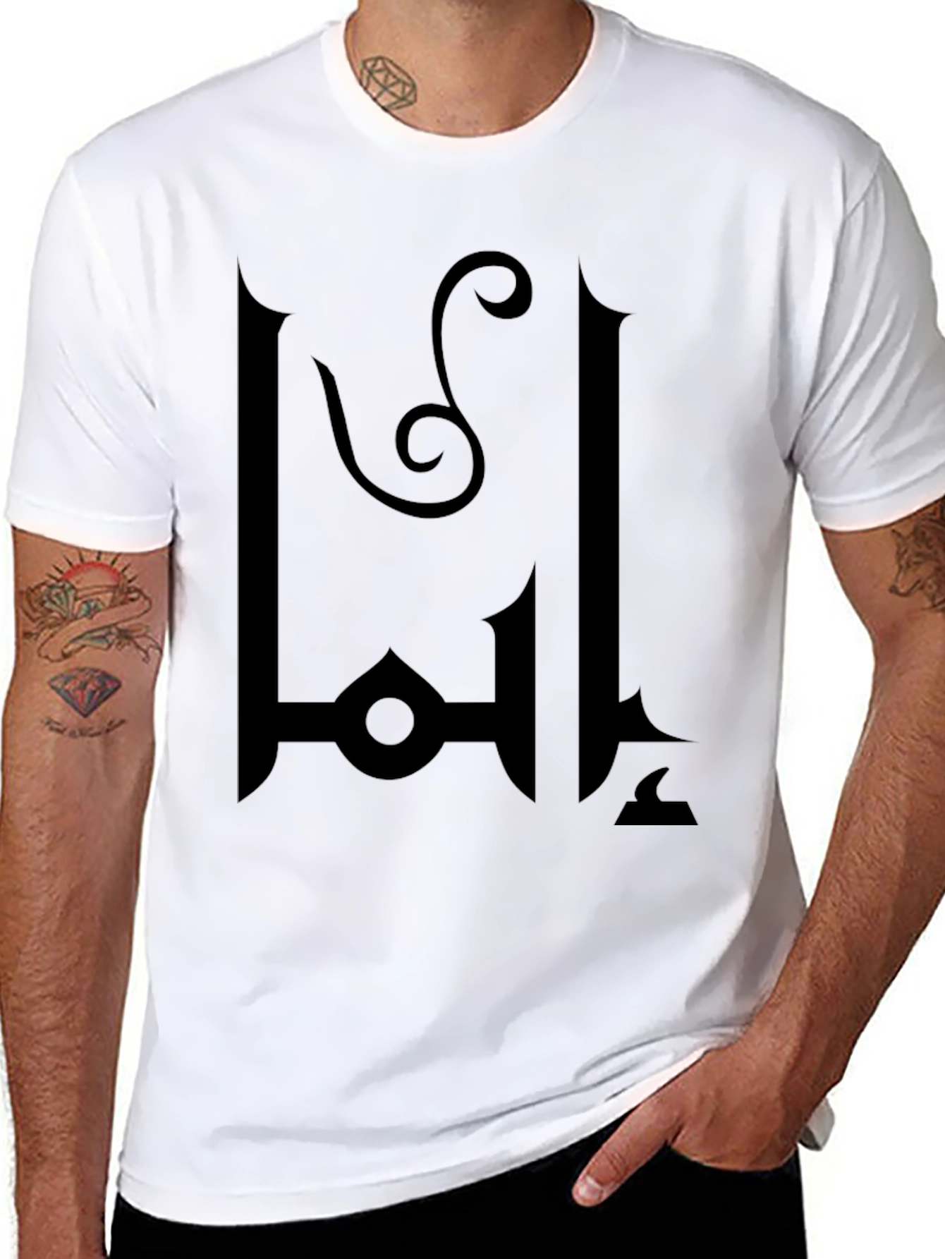 Black T-Shirt with Abstract Emblem