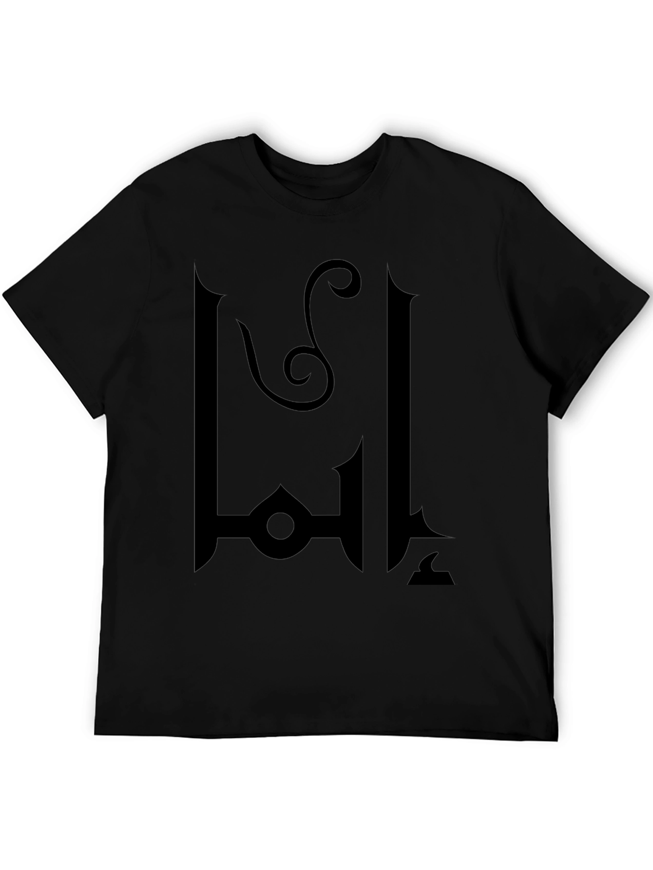 Black T-Shirt with Abstract Emblem