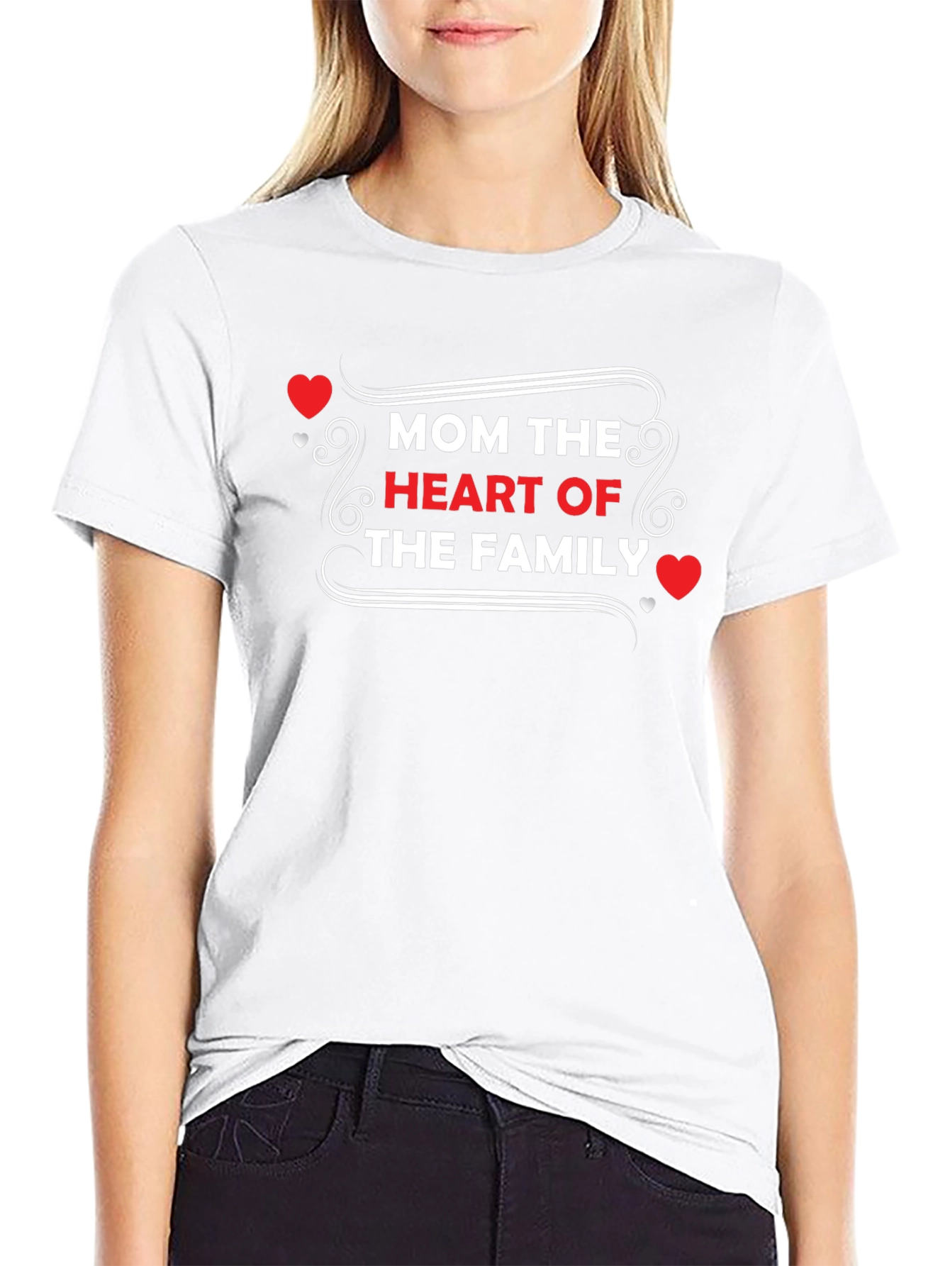 Mom The Heart of The Family Graphic Tee
